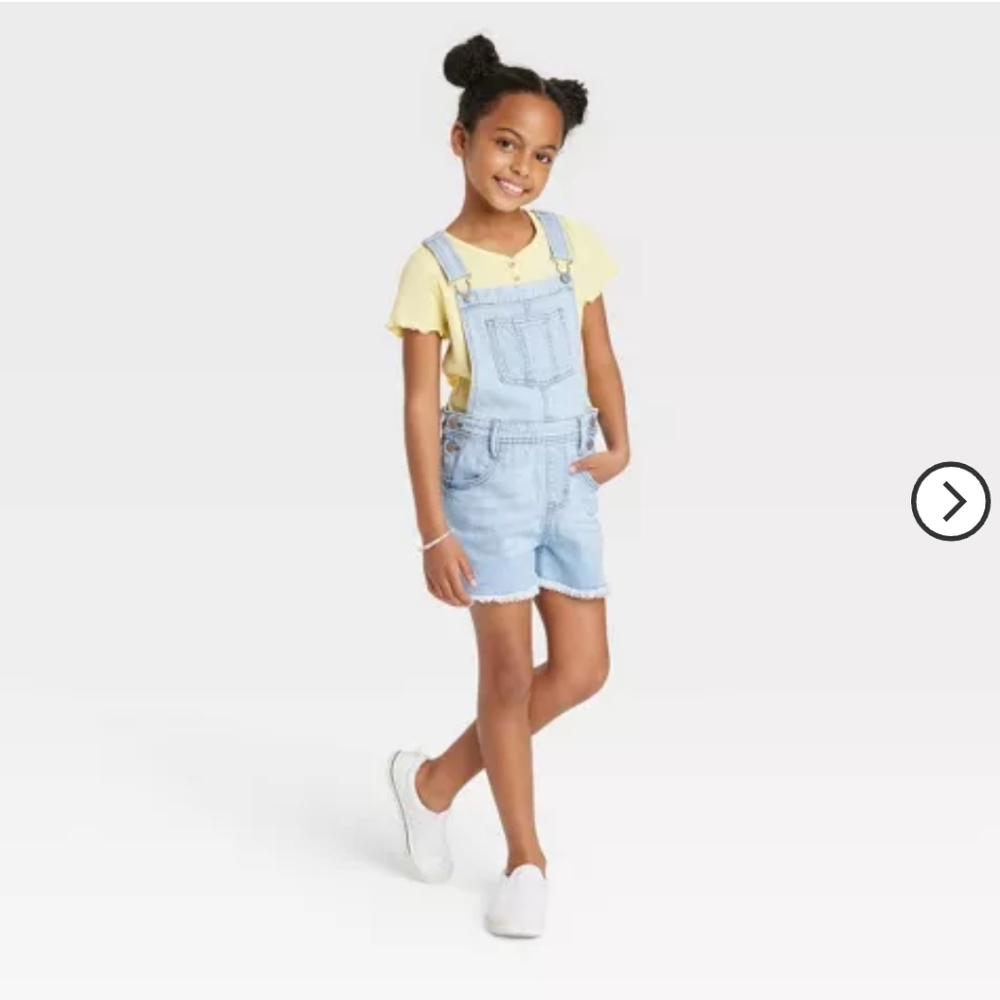 Girls' Jean Shortalls - Cat & Jack™ Light Wash (Girl plus 18 XXL)